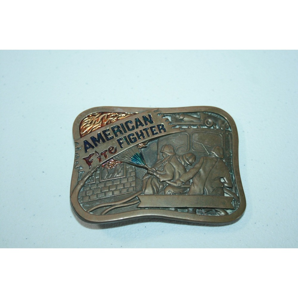 Vintage 1981 American FireFighter Solid Brass Baron Buckles‎ Belt Buckle